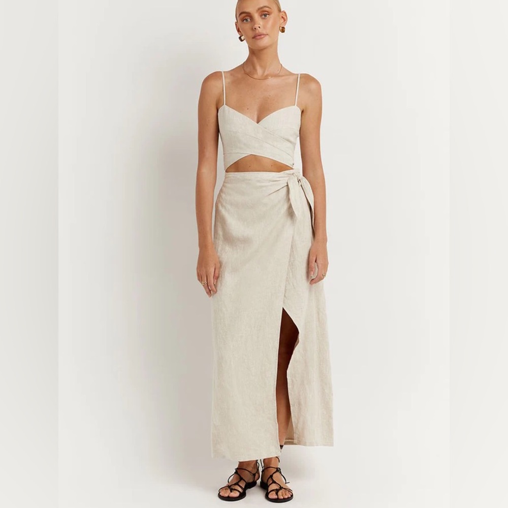 Dissh Hallie Linen Wrap Skirt - Size 8